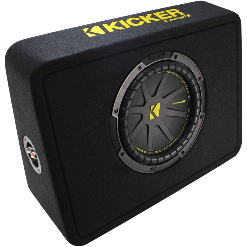 10" 250W RMS 4-Ohm Compact 12 GA Push Terminal Loaded Subwoofer Enclosure