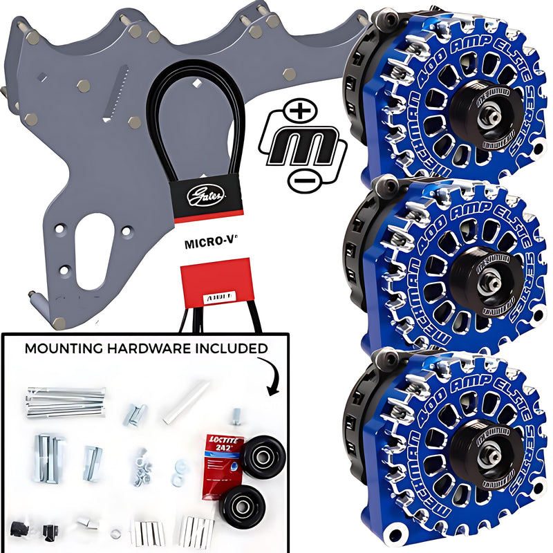 Mechman D301DB Triple Bracket Dark Blue Alt Kit 99-04 GM Truck/SUV LS-engine