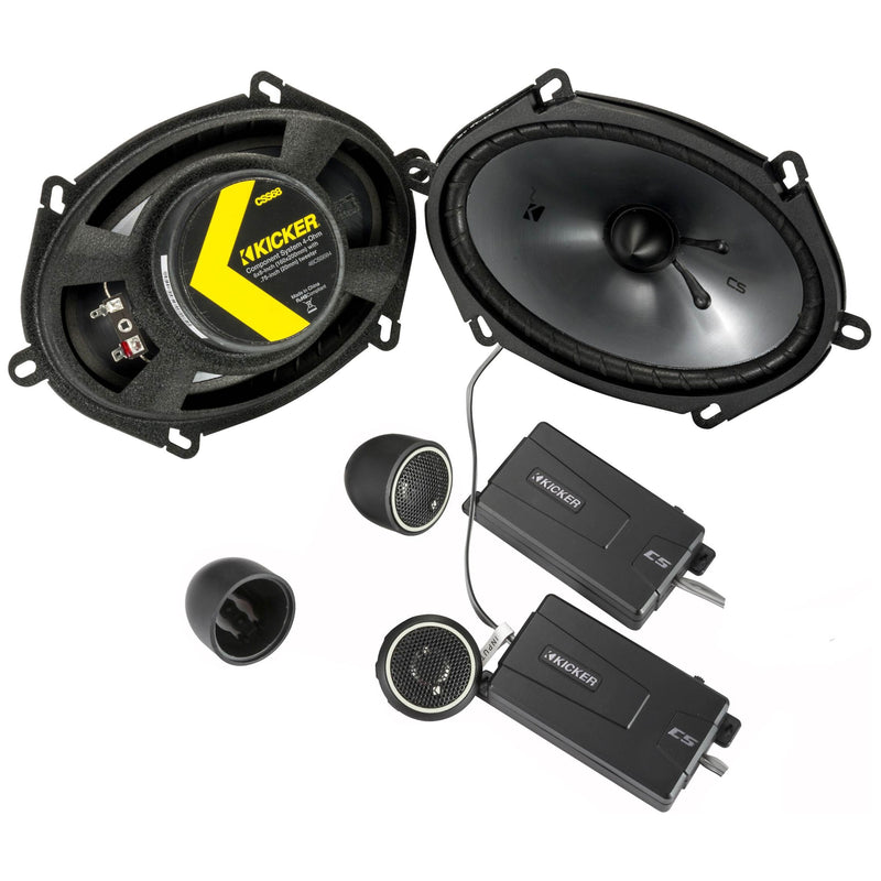 6"x8" 4 Ohm 75W RMS Kicker CS-Series Component Speakers with 3/4" Tweeters