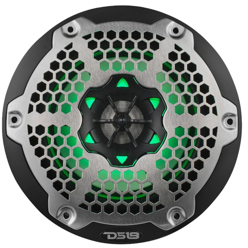 Pair of DS18 HYDRO Black 6.5" 600W 4 Ohm 2-Way Marine Speakers RGB NXL-6M