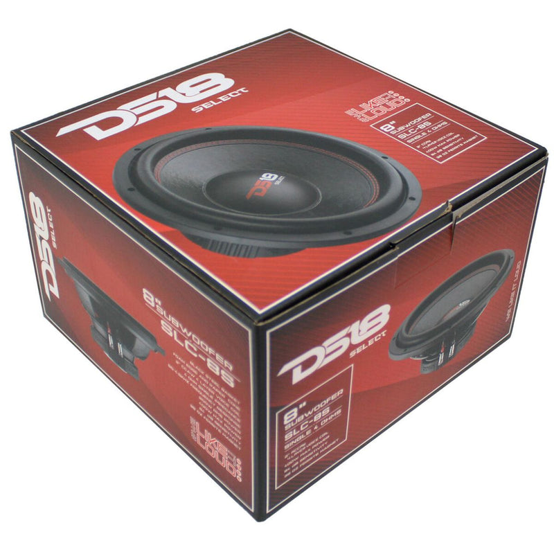 DS18 Select Series 8" 200W RMS 4-Ohm Single Voice Coil Car Audio Subwoofer SLC8S