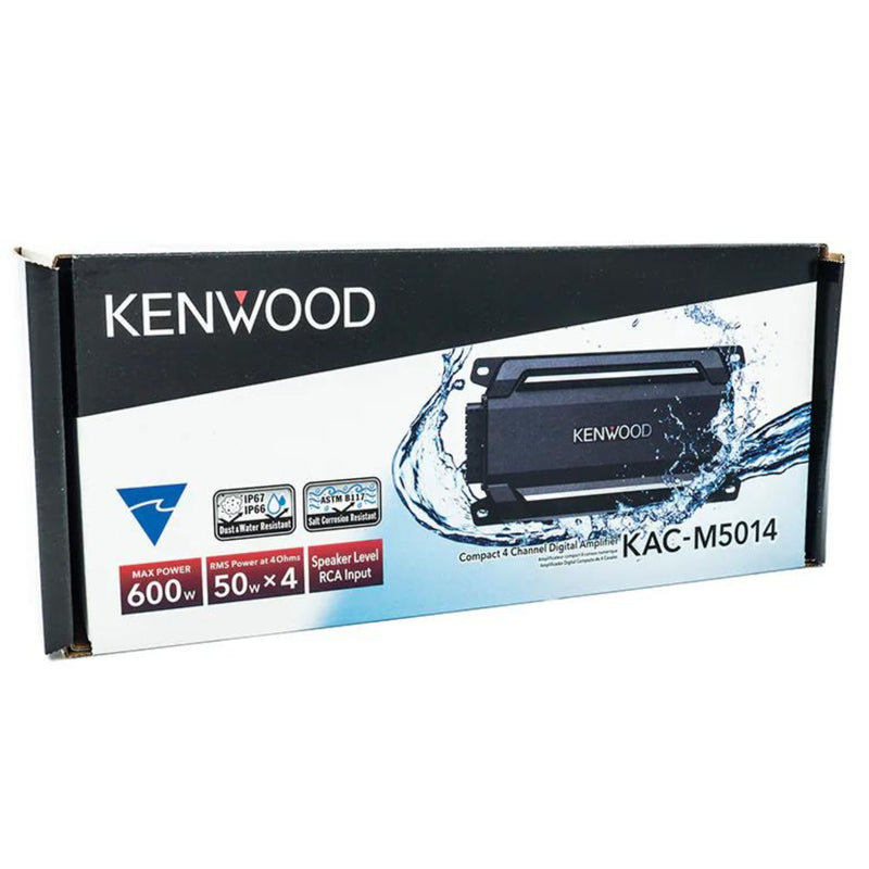 Kenwood Compact 4-channel powersports/marine amplifier 50 watts RMS x 4-Ohms