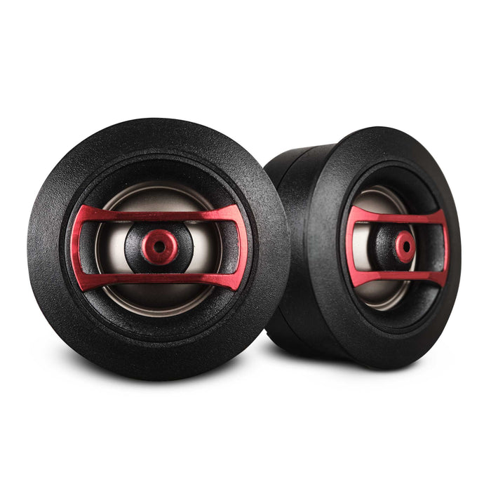 Pair of Black and Red 1.3" 4-Ohm 30 Watt RMS Neo Multi-Mount Dome Tweeters SQT1