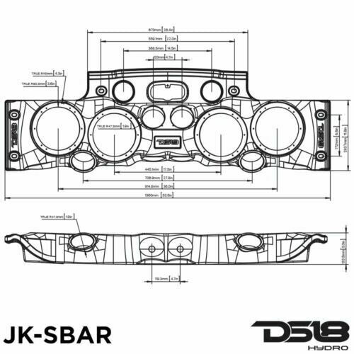 Jeep Wrangler Black Molded RGB LED Car Audio Sound Bar JK JKU Soundbar 07-18