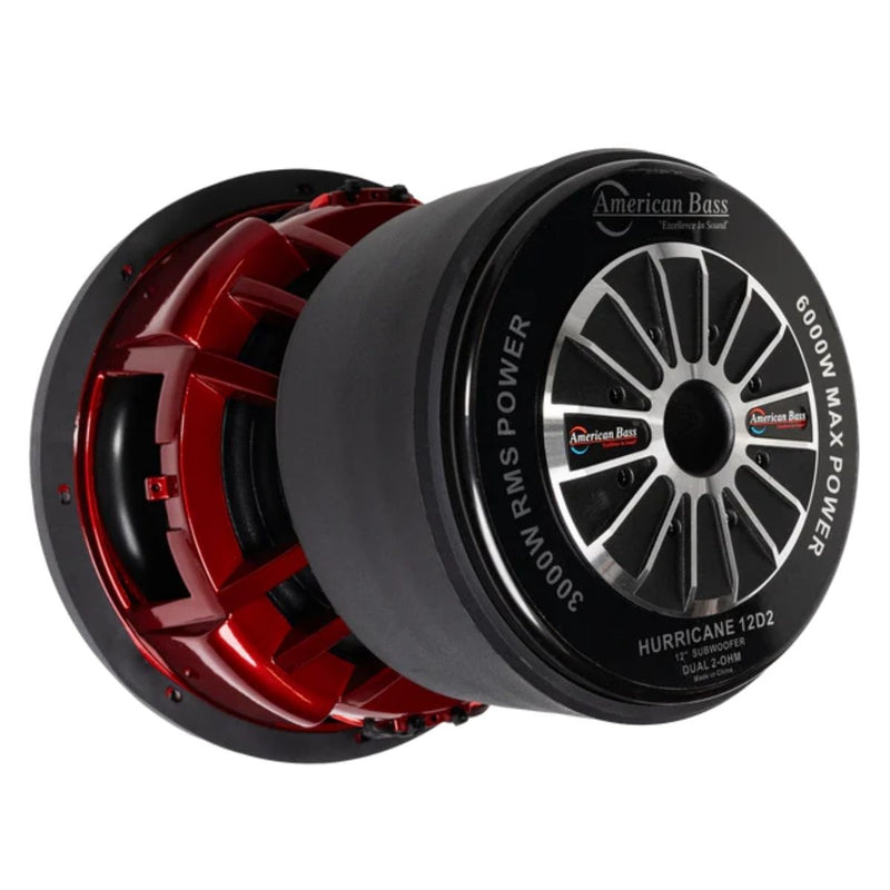 American Bass 12" 3000 Watt RMS Dual 2-Ohm Voice Coil Subwoofer HURRICANE-1222