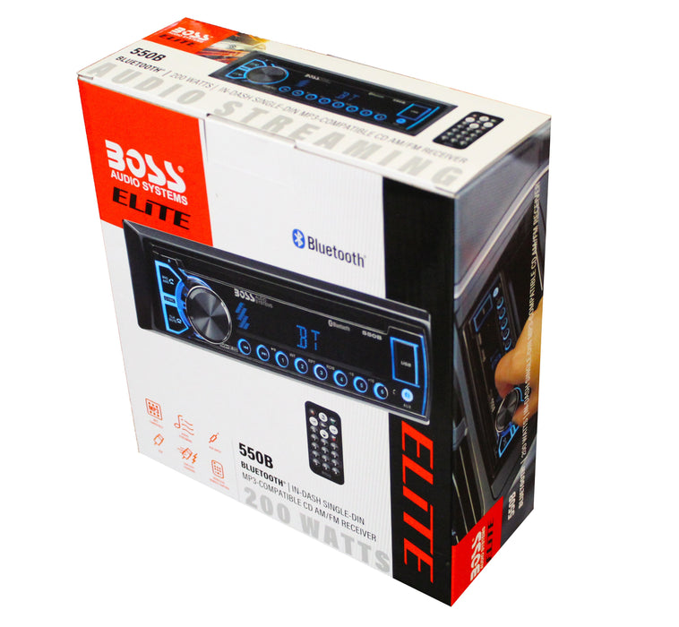 BOSS Single Din Receiver with Bluetooth, AUX, CD, MP3, USB, AM/FM, WMA, & Remote