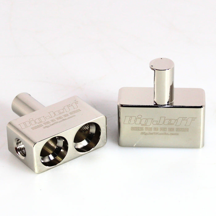 Big Jeff Audio Pair of Dual 0 Gauge to Single 1/0 Gauge Amplifier Input Adapters