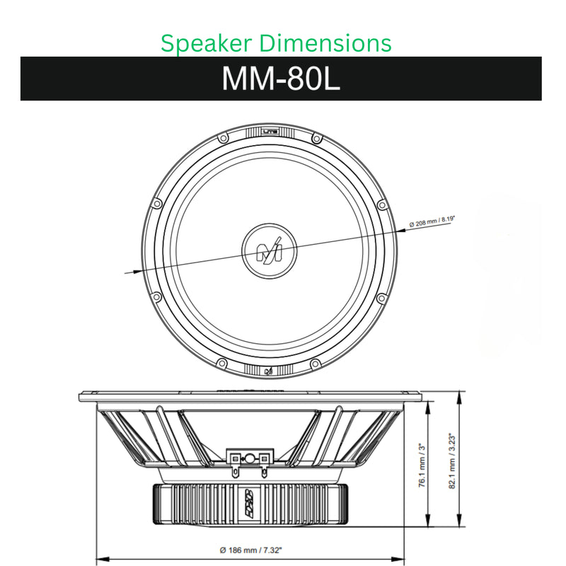 Deaf Bonce 8" 4 ohm 100 Watts RMS Machete Mid Range Speakers Pair