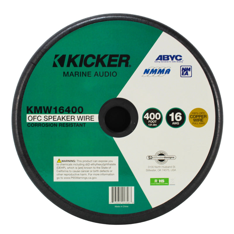 Kicker Marine 16 GA Silver Tinned OFC Speaker Wire Green/Clr Lot Cut By The Foot