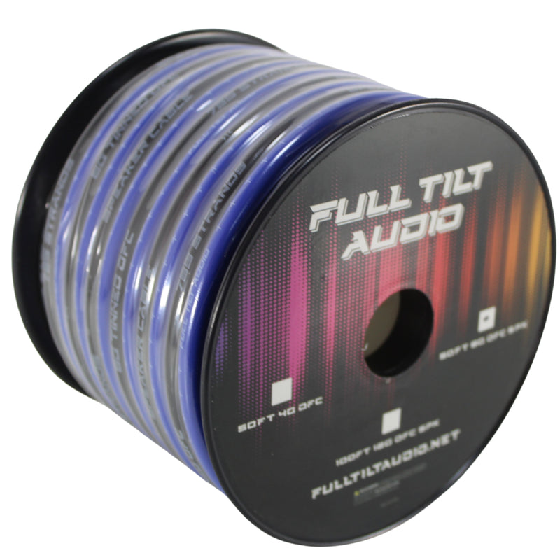 Full Tilt Audio 8 Gauge Tinned OFC Speaker Wire Blue/Black Lot Cut By The Foot