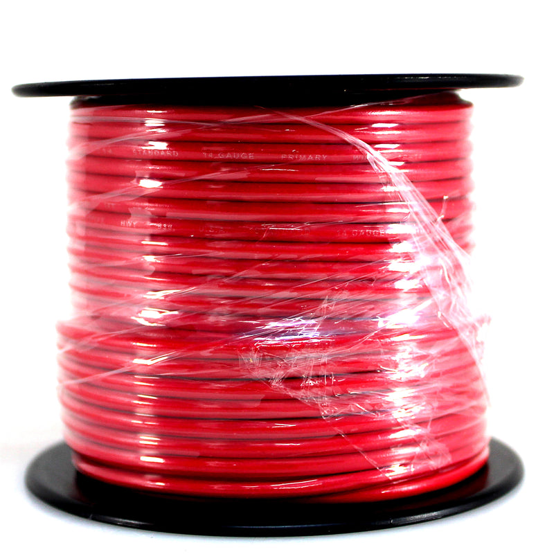14 GA 100 FT Red Stranded of CCA Primary Power Ground Wire Cable - Full Spool