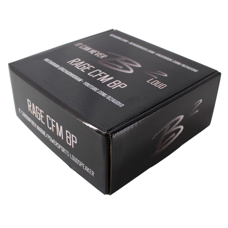 Pair of 8" Carbon Fiber 100 Watts 3.3-Ohm Shallow Mount Water Resistant Speakers