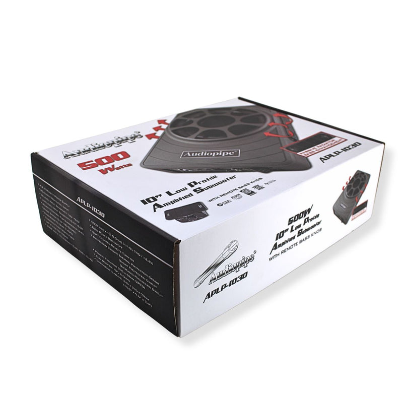 Audiopipe 10" Low Profile Amplified Subwoofer 250W RMS w/ Bass Knob APLP-1030