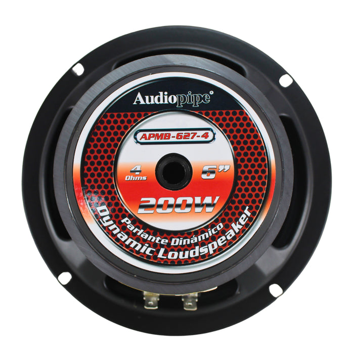 Audiopipe Pair of 6.5" 4-Ohm 100 Watt RMS Mid-range Loud Speaker APMB-627-4