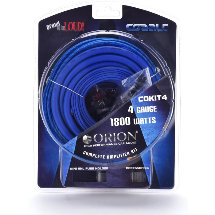 4 Gauge Blue CCA Soft Rubber Complete Amplifier Wire Kit Orion Cobalt Series