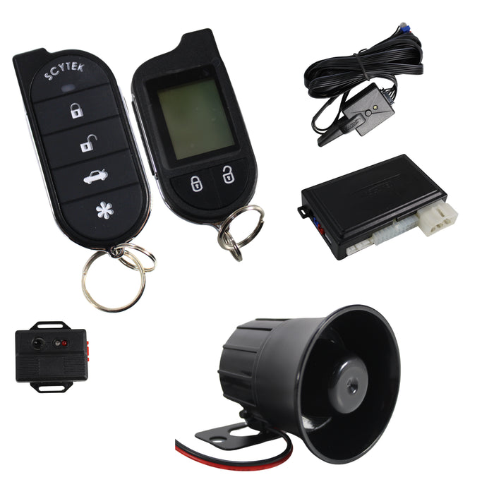 A4.2W Car Alarm Security System with Siren, Keyless Entry 2-Way LCD Remote Start