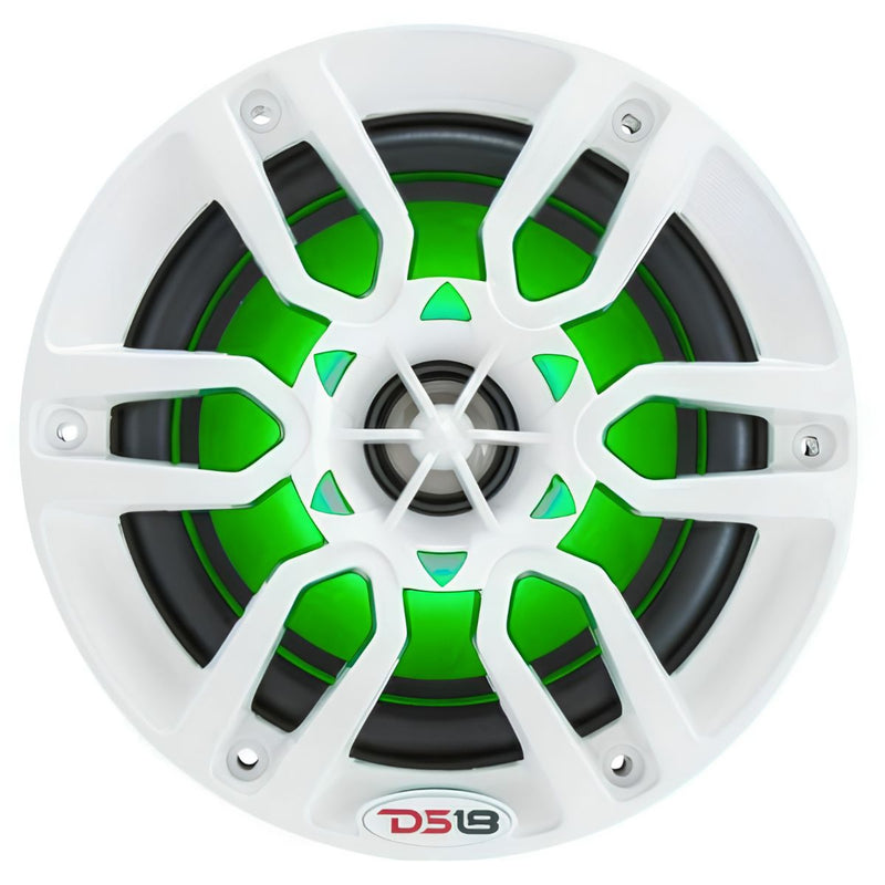 DS18 8" 125W 4 Ohm Power Sport Marine Speakers RGB LED Hydro 1 PAIR White NXL8