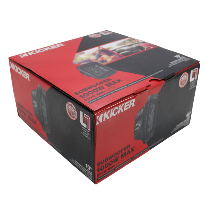 Kicker 10" 1000W Peak Dual 2 Ohm L7T Shallow-Mount Solo-Baric Subwoofer 46L7T102