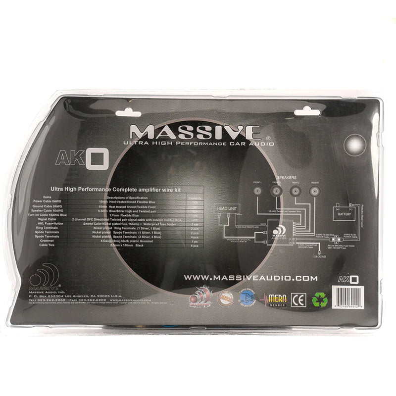 Massive Audio Full 0AWG Silver Tinned 100% O2 Free Pure Twisted Copper Wire Kit