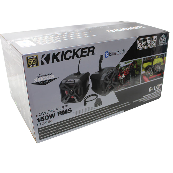 Kicker 6.5" Powered Bluetooth 75W  Speaker Power Cans W/ 150W Built-In Amplfier