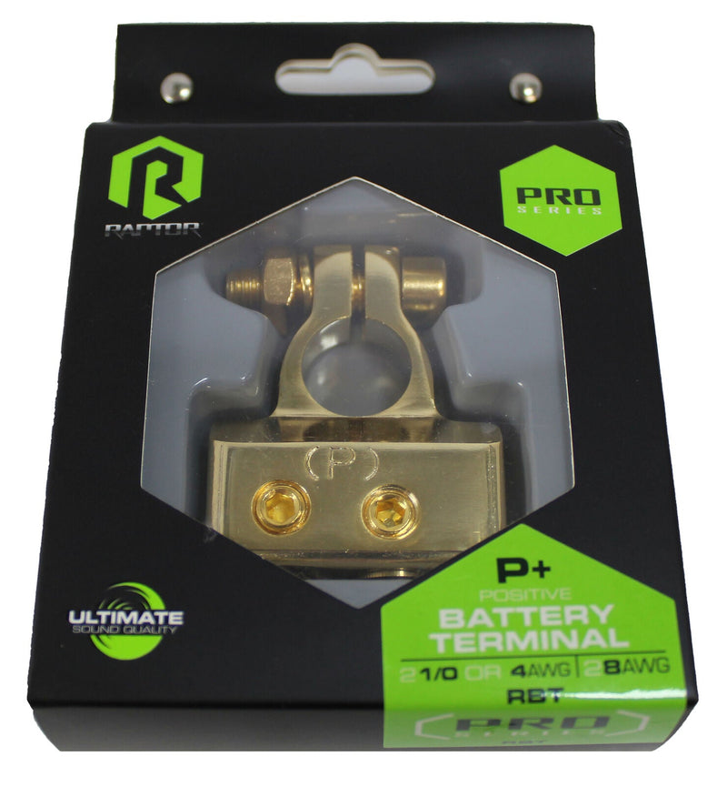 Pro Series 24K Gold-Plated Positive Battery Terminal 1/0 or 4 AWG to 8 AWG RBT
