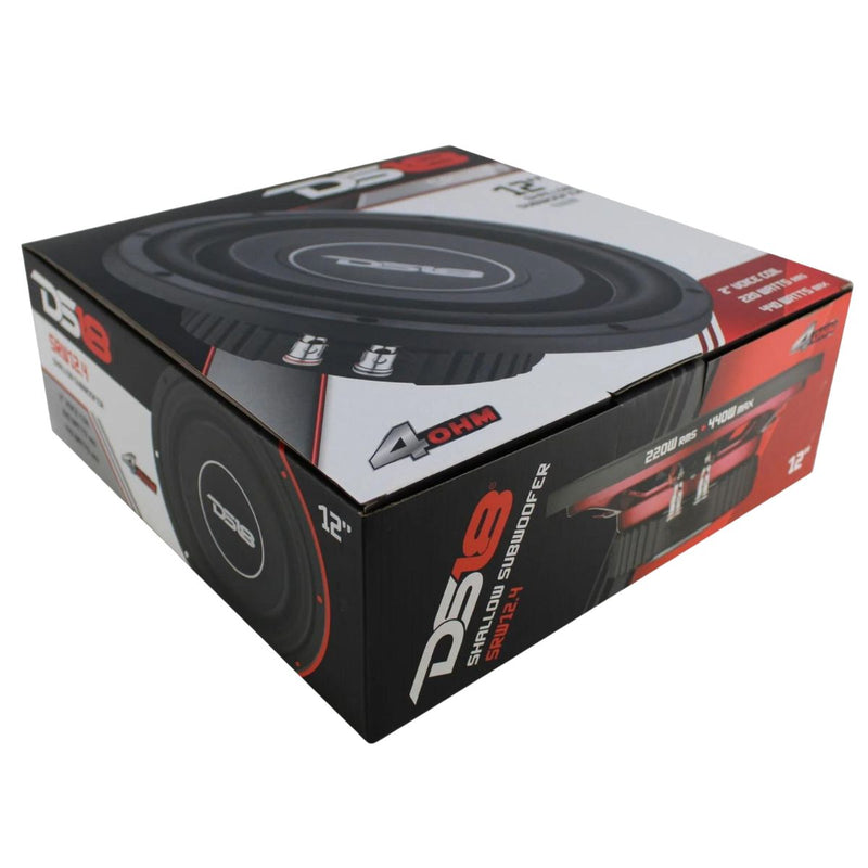 DS18 12" Shallow Mount Subwoofer 220W RMS Single 4-Ohm Voice Coil SRW12.4