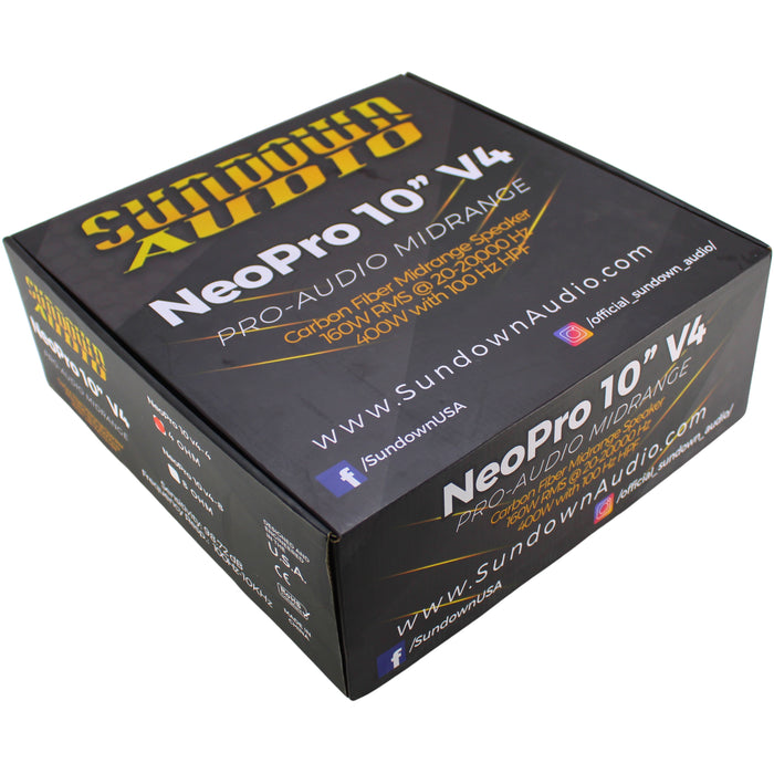 Sundown Audio Neo Pro v.4 10" 160W RMS 4-Ohm Mid-Range SPKR / NEOPRO-V4-10-4