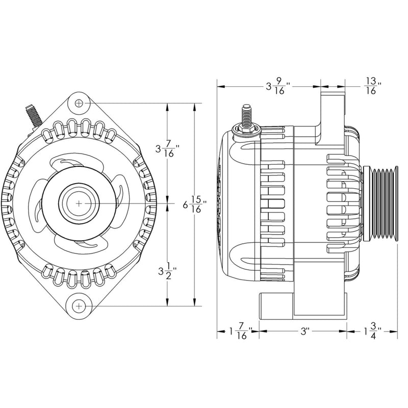 Mechman S-Series 170 Amp Alternator For 2003-2004 Ford Cobra In Black B8304170B