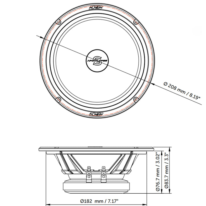 Deaf Bonce (Pair) Apocalypse 8" 4-Ohm 300W Peak Mid-Range Speakers AP-M80SQL