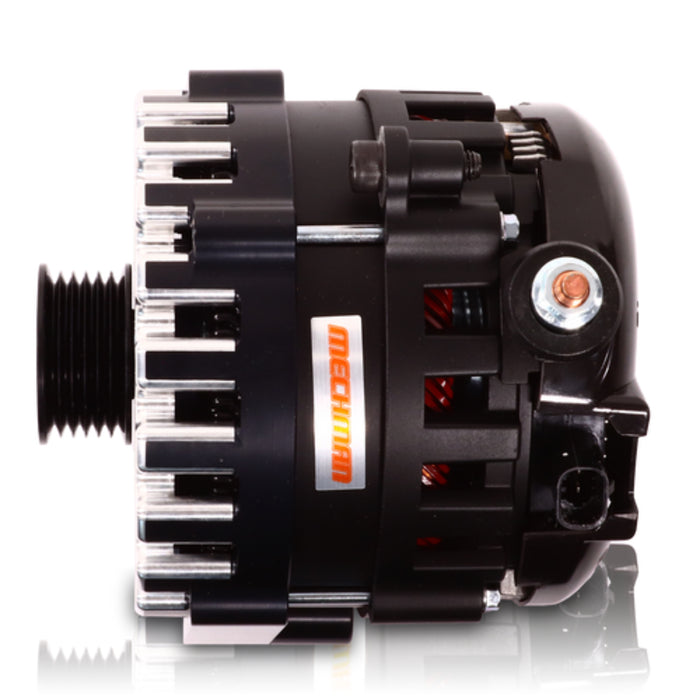 Mechman E-Series 370 Amp Black Billet Alternator For 2014-2020 GM 6.2L Truck