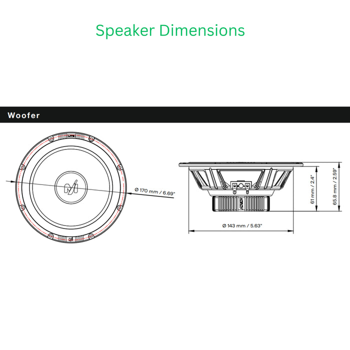 Deaf Bonce Pair of 6.5" 160W Max 4 ohm Component Set W/Tweeters & Crossovers