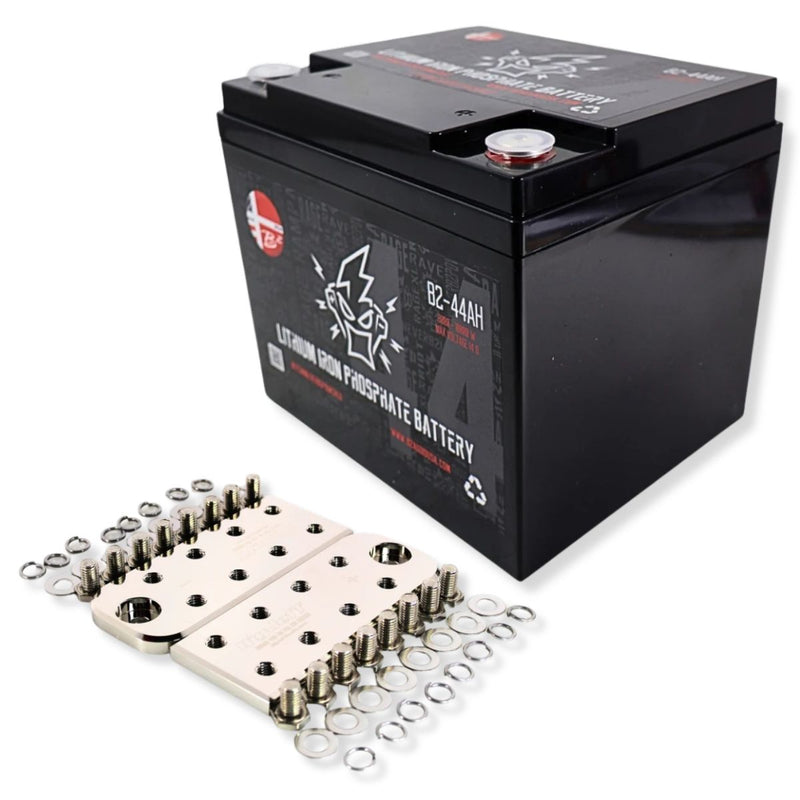 B2 Audio 44Ah 5000W LiFePO4 Battery 12V w 8 Lug Style Bolt Down Terminals