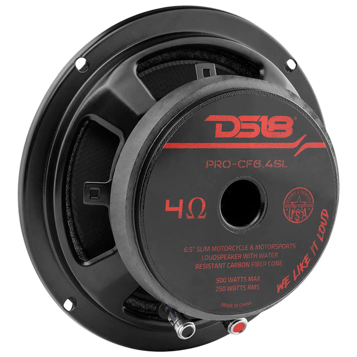 DS18 Marine & Powersports Mid-Bass Loudspeaker Motorcycle 500W 4 Ohm PRO-CF6.4SL