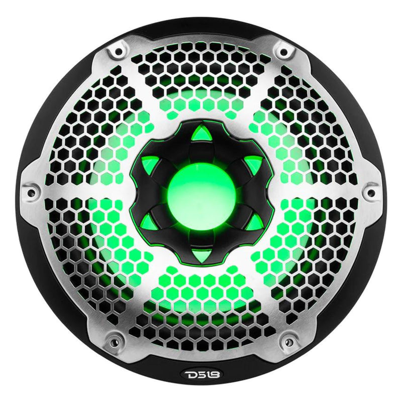 DS18 10" Marine Subwoofer w/ LED RGB Lights 600W Peak 4-Ohm Voice Coil Black
