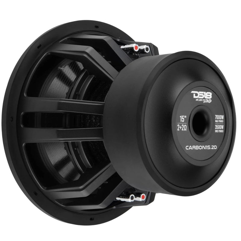 DS18 15" 3500W RMS Dual 2-Ohm Carbon Fiber Car Subwoofer CARBON15.2D