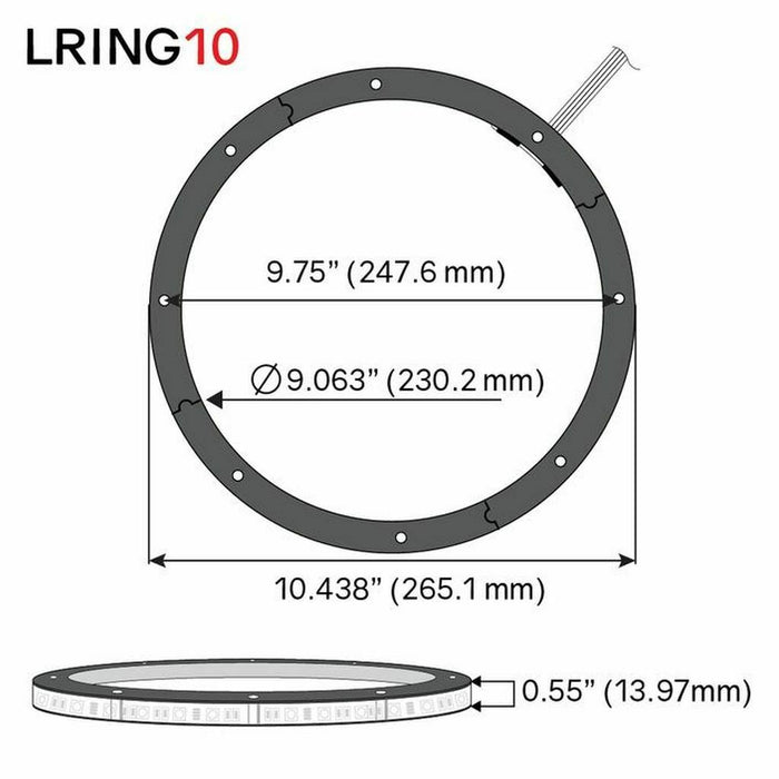 1x Universal LED RGB Speaker Light Spacer Rings 10" DS18 LRING10