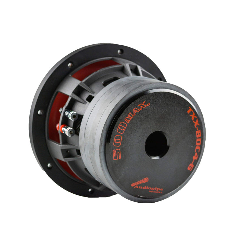 Audiopipe 6.5 Inch 500W Dual 4 Ohm Quad Stack Magnet Subwoofer TXX-BDC4-6