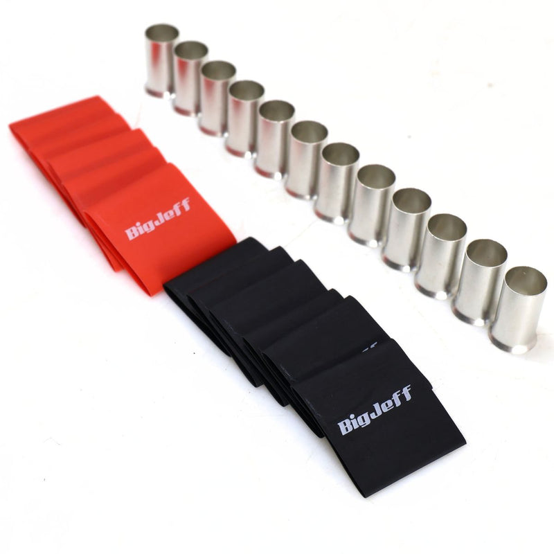 Big Jeff Audio 1/0 Gauge Wire Ferrule & Heat Shrink Kit, 12 Ferrules, Red/Black