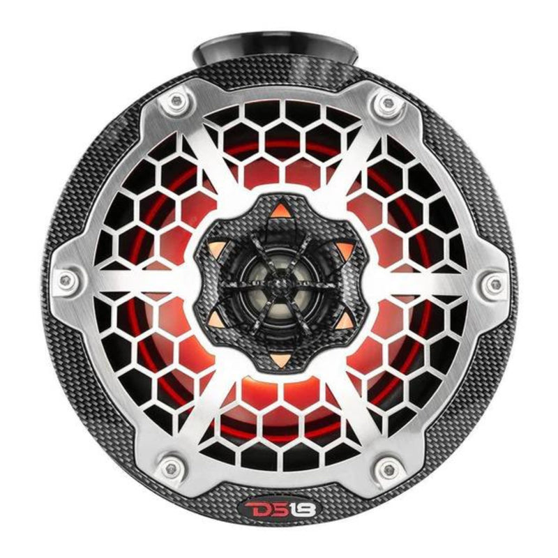 DS18 CF-PS8 8" Carbon Fiber Marine Pod Speakers 125W RMS 4-Ohm w/ RGB LED Lights