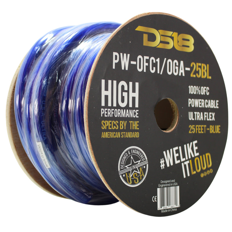 DS18 Ultra Flex 100% OFC 0GA Ground Power Wire Blue Lot Cut By The Foot