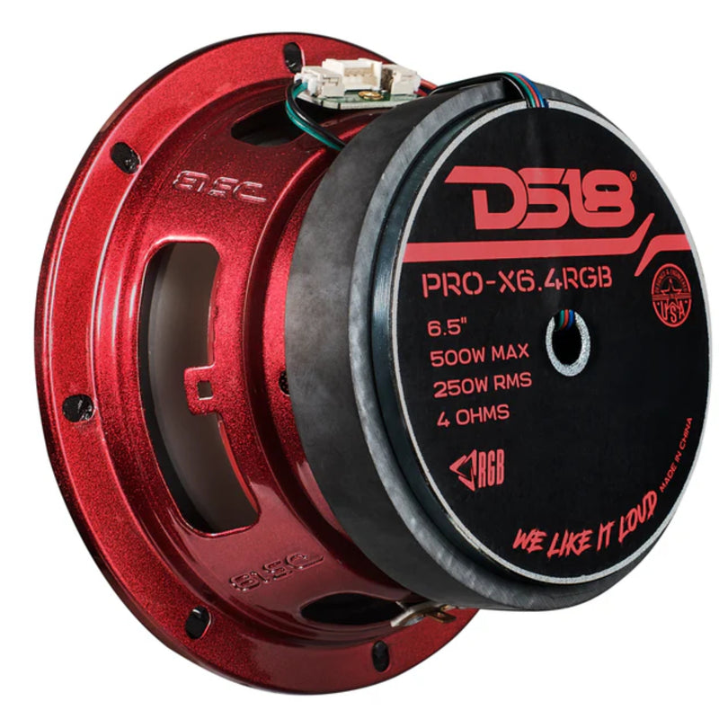 DS18 6.5" Mid-Range Loudspeaker with Dual RGB LED, 250W RMS, 4 Ohm