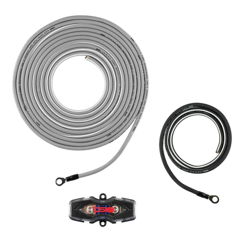 DS18 CCA 8GA Car Audio Amplifier Installation Kit Silver AMPKIT8-SL