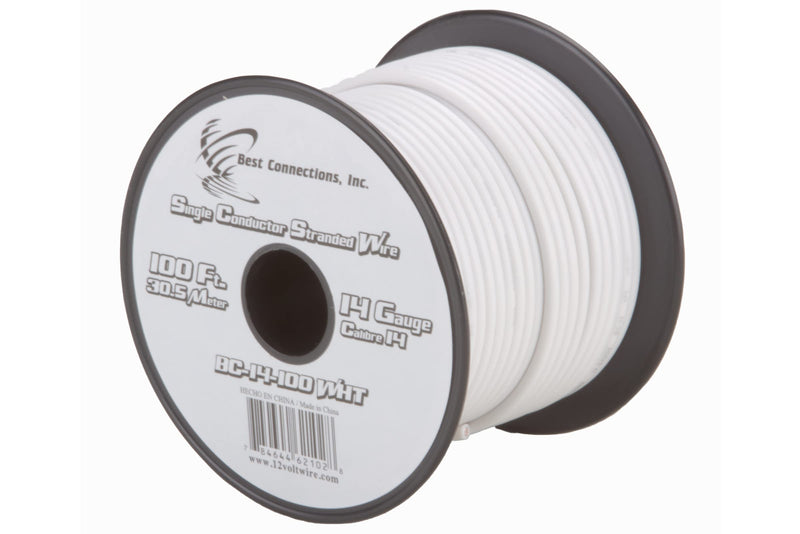 14 GA 100 FT Roll White Stranded CCA Primary Wire Lot Cut By The Foot