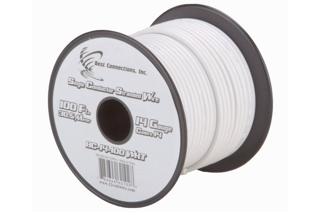 14 GA 100 FT Roll White Stranded CCA Primary Wire Lot Cut By The Foot
