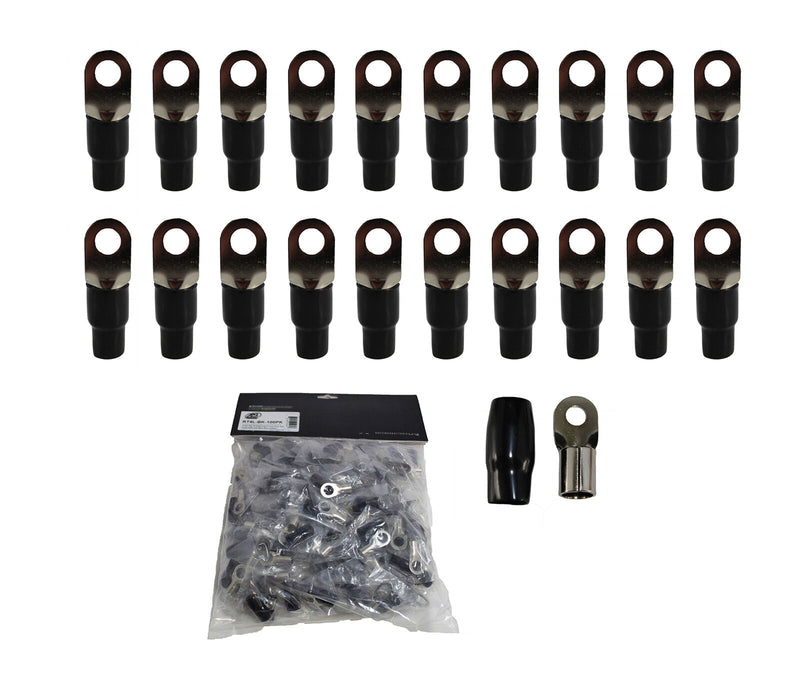 XS Power 20pk, Black 4 AWG 10.5MM Ring Terminals Nickel Plated XS-RT4L-BK