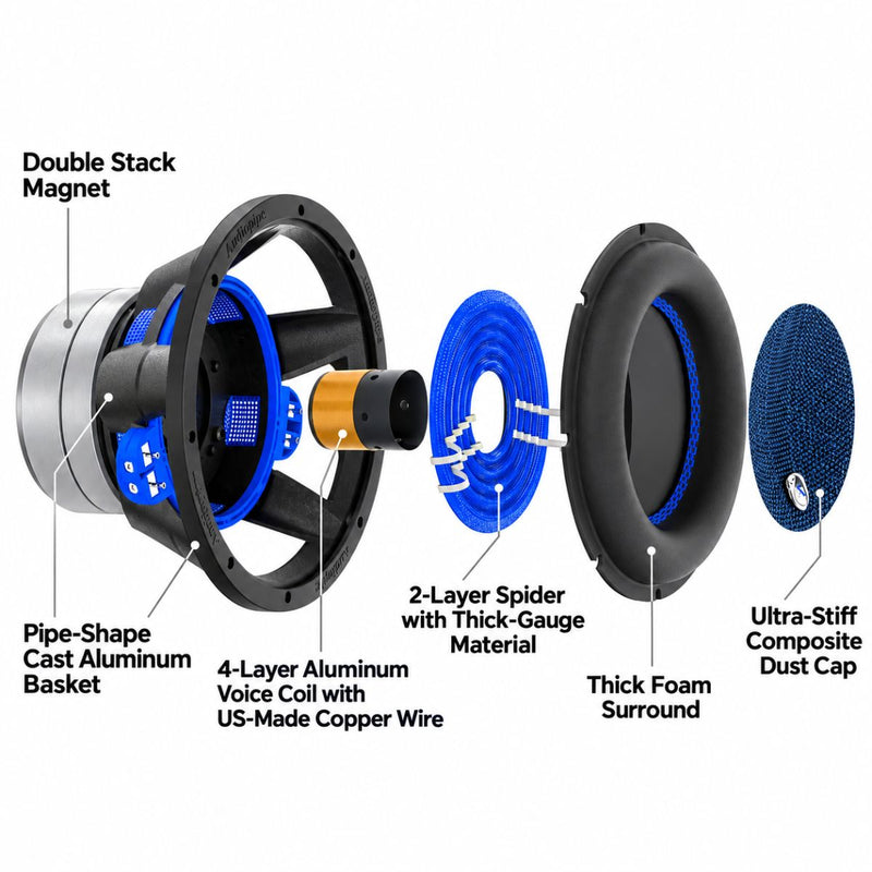 Audiopipe 12" Subwoofer 800W RMS Dual 4 Ohm Double Stack TXX-BDD2-12