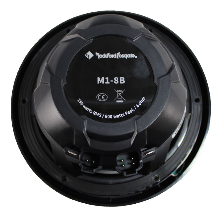 Pair of Rockford Fosgate 8" Black 1200W 4 Ohm Color Optix Marine 2-Way M1-8B