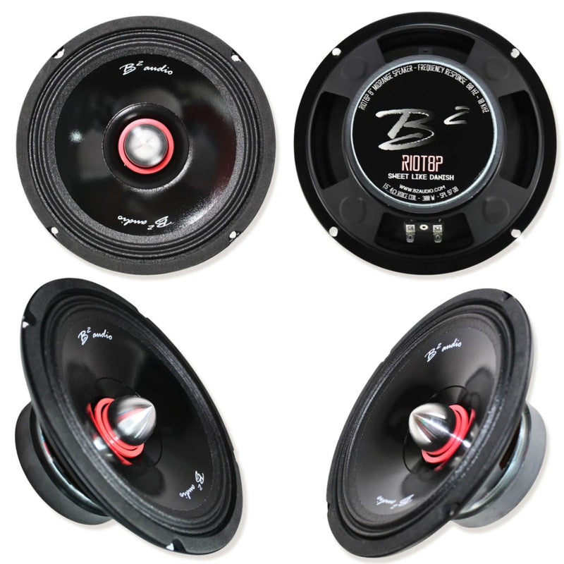 B2 Audio Full Car Audio Package Loaded Sub Box w/ RGB Amplifiers and 8" Speakers