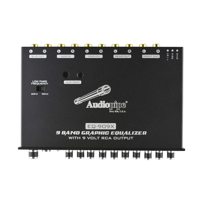 Audiopipe In-Dash 9 Band Graphic Equalizer w/ 9V Line Driver / EQ-909X