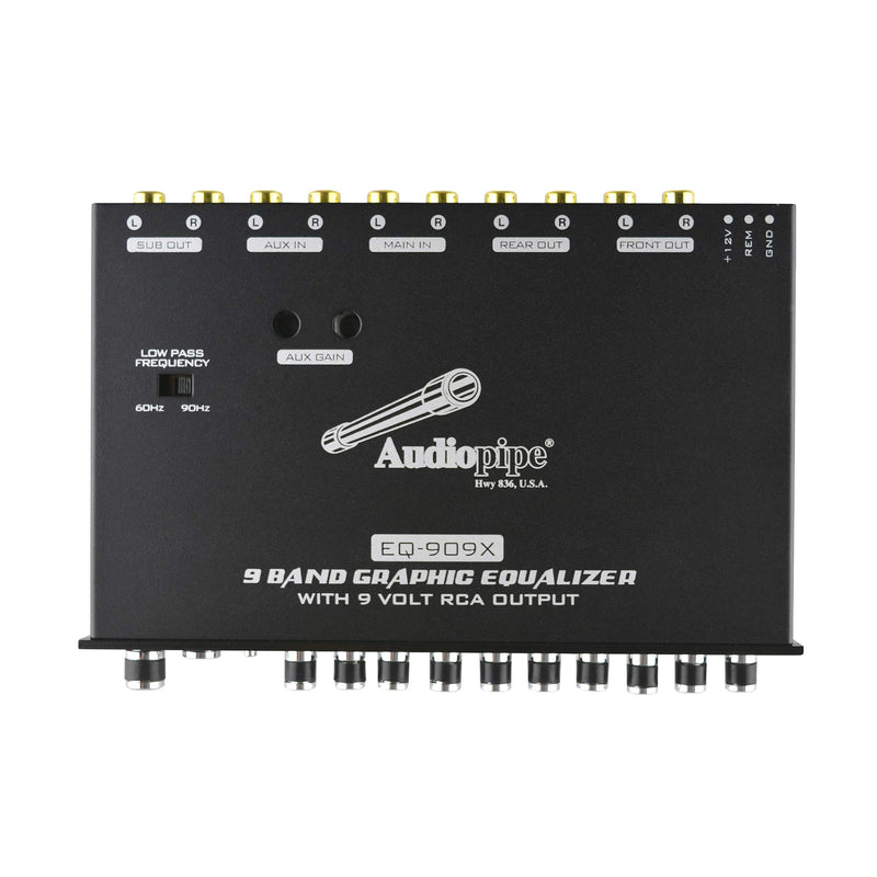 Audiopipe In-Dash 9 Band Graphic Equalizer w/ 9V Line Driver / EQ-909X